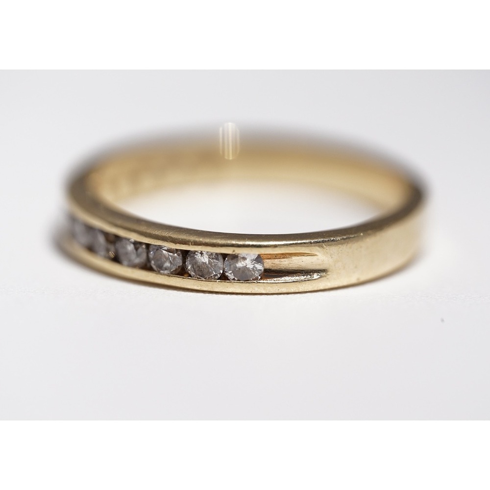 Vintage 14k Solid Gold Natural Channel Set Eternity Band Ring - 2.91g Size 6.75 - Picture 8 of 8